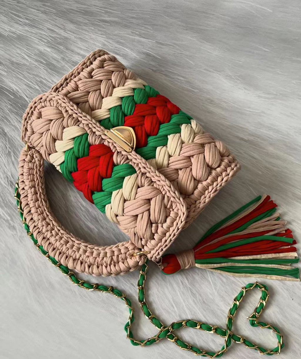 Crochet Handmade Bag with Tassel