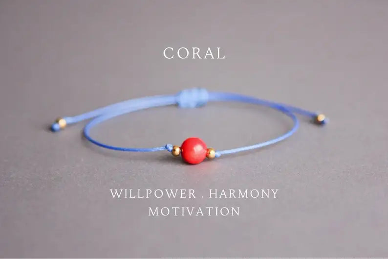 Red Coral Healing Crystal Intuition Bracelet