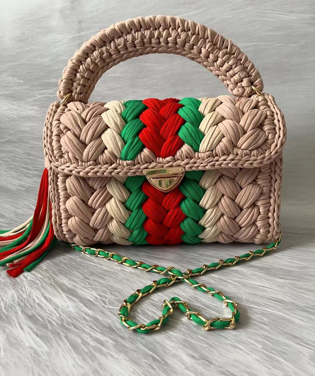 Crochet Handmade Bag with Tassel
