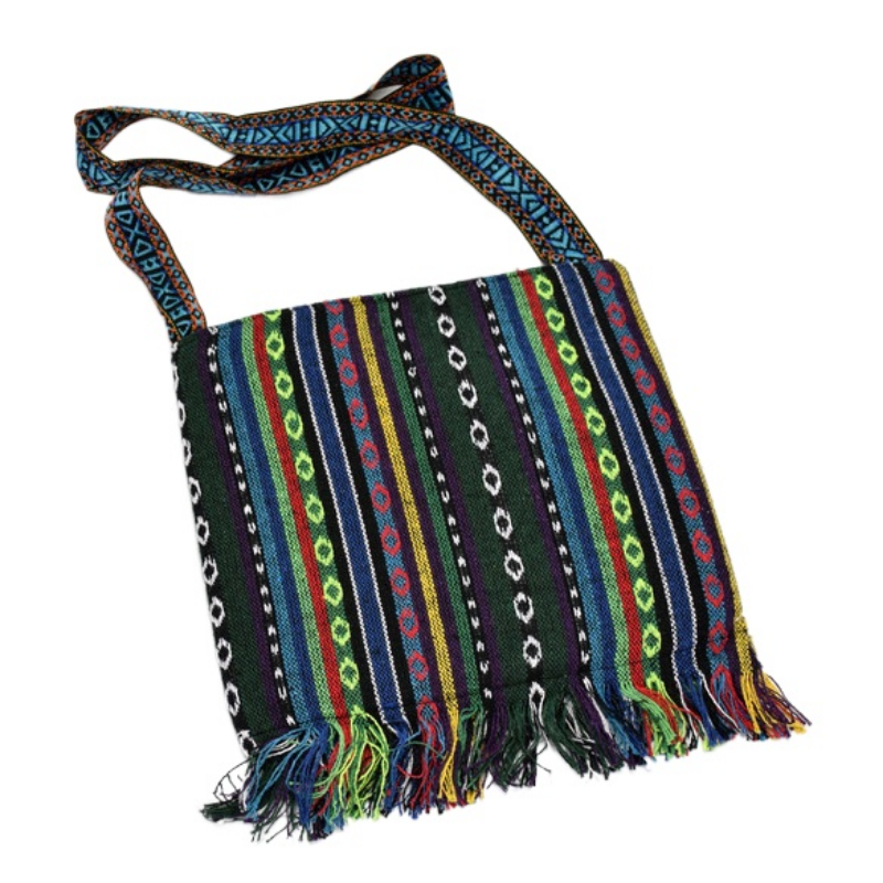 Vintage Bohemian Women's Crossbody Bag - Hippie Purse with Zipper Closure, Tassel Accents, Foldable Compact Design for Festival, Travel, Everyday