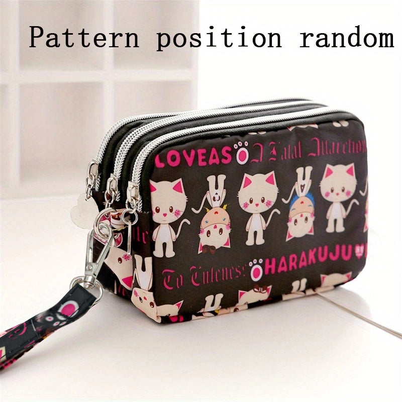 Thickened three-layer long zipper pocket purse Women's handbag Wrist mobile phone bag Cute washable