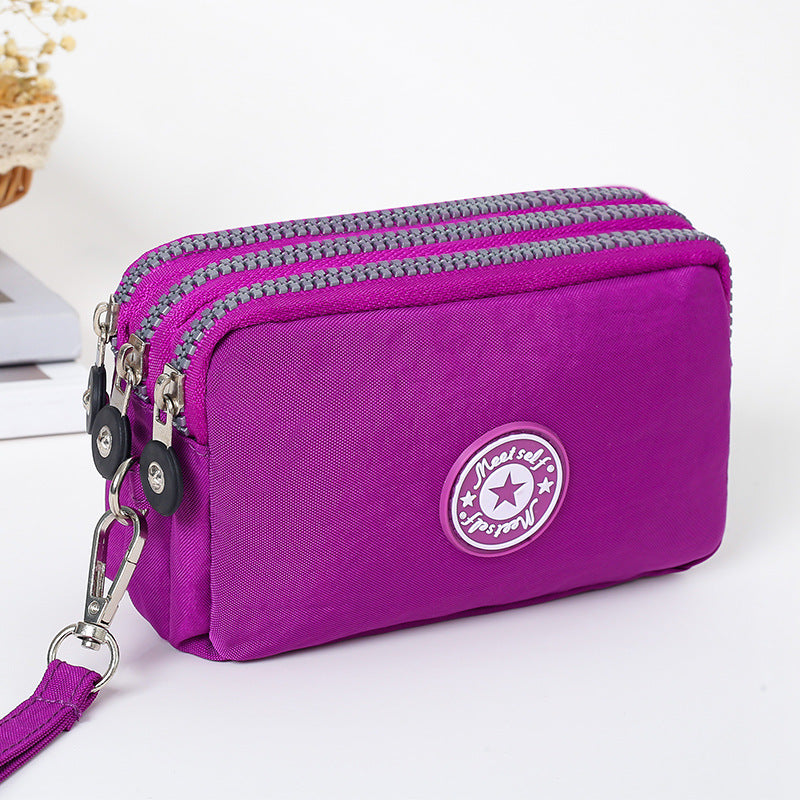 Thickened three-layer long zipper pocket purse Women's handbag Wrist mobile phone bag Cute washable
