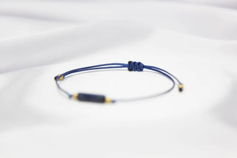 Lapis tubular crystal - Blue gem bracelet