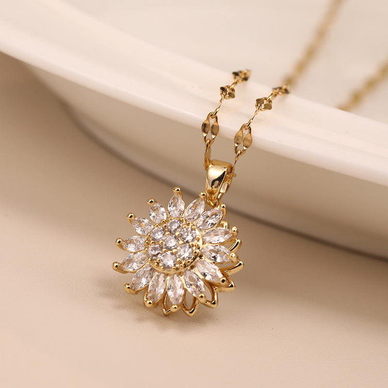 Double-layer Rotatable Sunflower Necklace