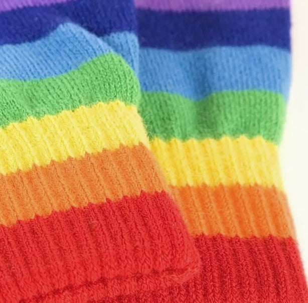 Rainbow Striped Cotton Knitted Gloves