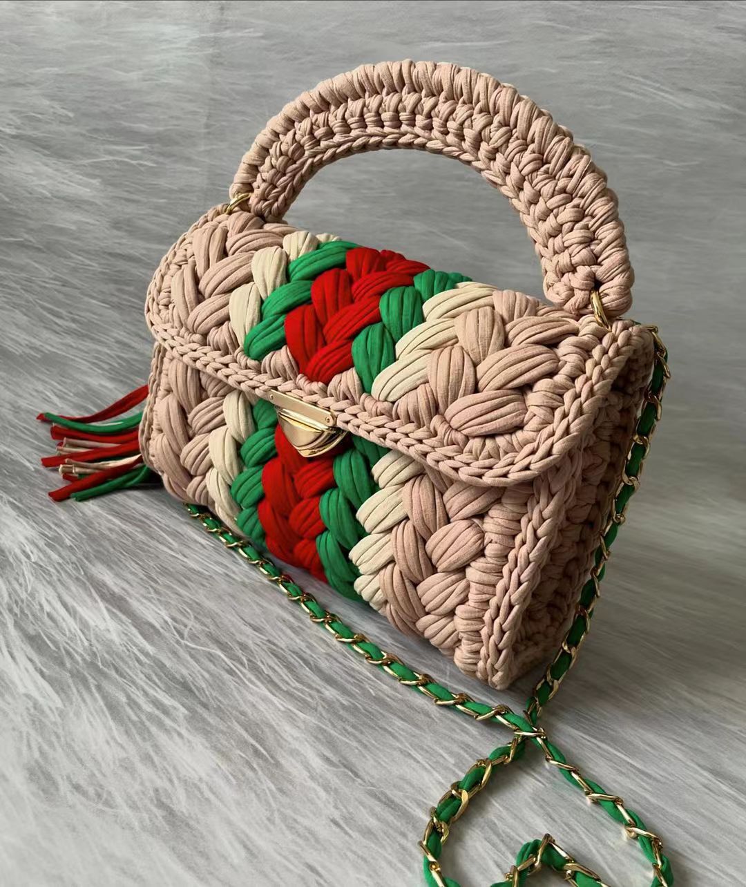 Crochet Handmade Bag with Tassel