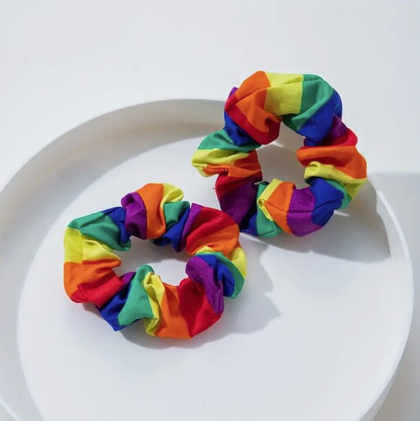 2 pcs Rainbow Floral Scrunchie Set