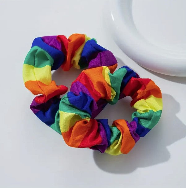 2 pcs Rainbow Floral Scrunchie Set