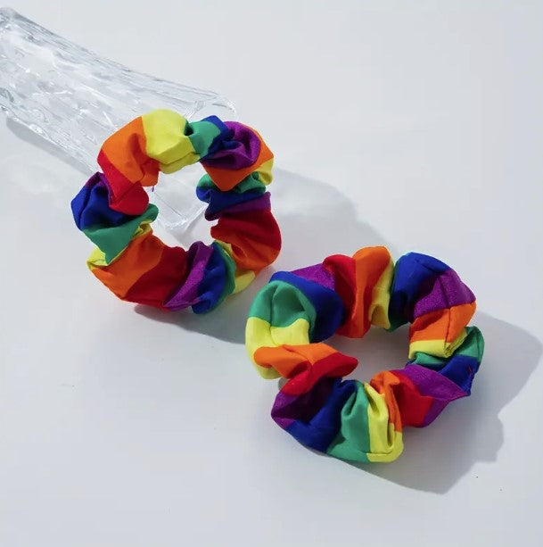 2 pcs Rainbow Floral Scrunchie Set