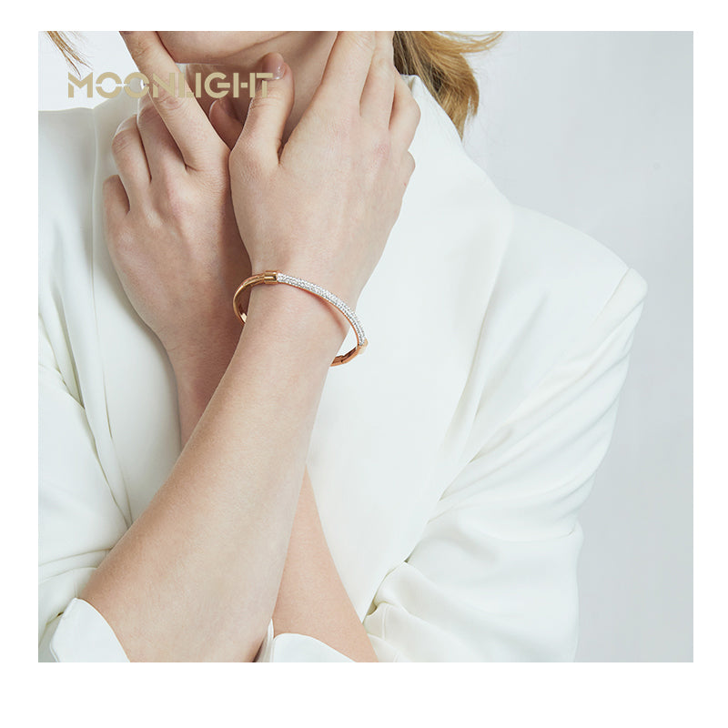 MOONLIGHT Fashion Cubic Zirconia Cuff Bangles for Women